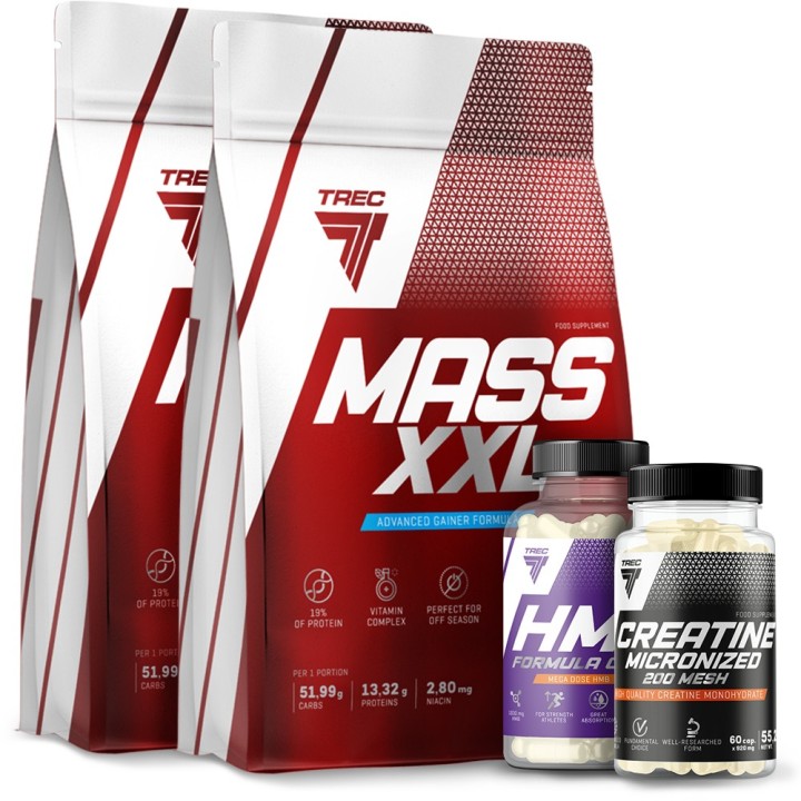 Trec | Zestaw na Masę | Mass XXL 2kg + Kreatyna + HMB | Przyrosty Siła