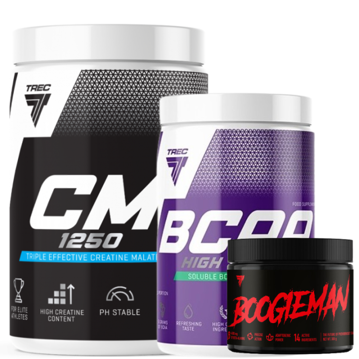 Trec Zestaw - CM3 500g + BCAA High Speed 600g + Boogieman 300g