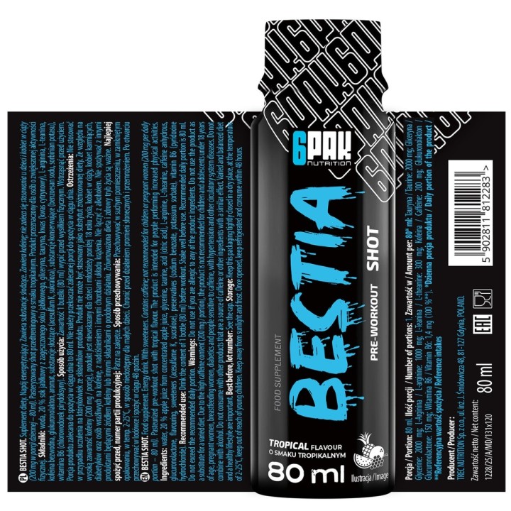 6PAK Nutrition Bestia Shot Przedtreningowy 80 ml