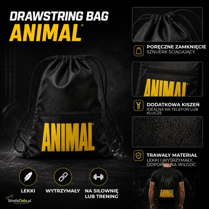 Animal Drawstring Backpack Black&Yellow Worek na siłownię