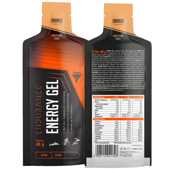 Trec Energy Gel Endurance 40 g | Żel energetyczny bez kofeiny