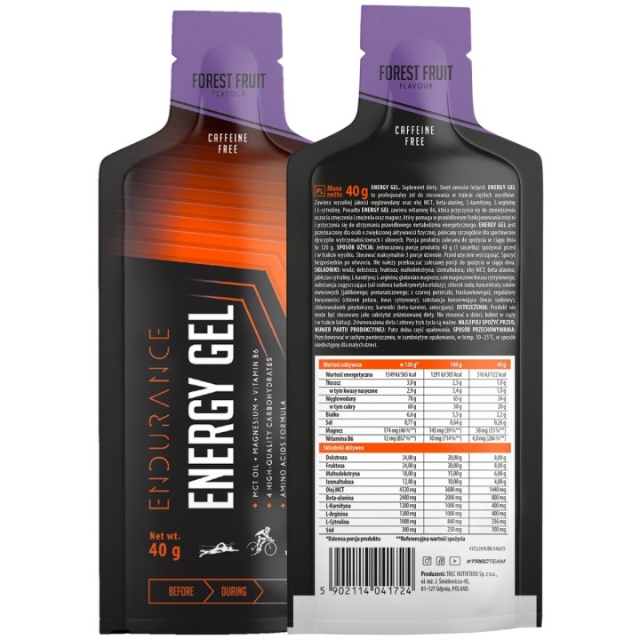 Trec Energy Gel Endurance 40 g | Żel energetyczny bez kofeiny