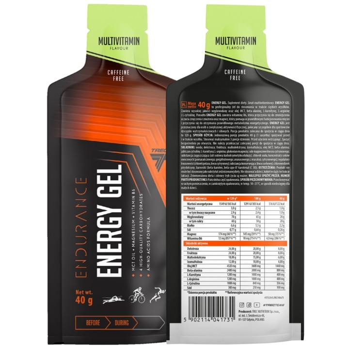 Trec Energy Gel Endurance 40 g | Żel energetyczny bez kofeiny